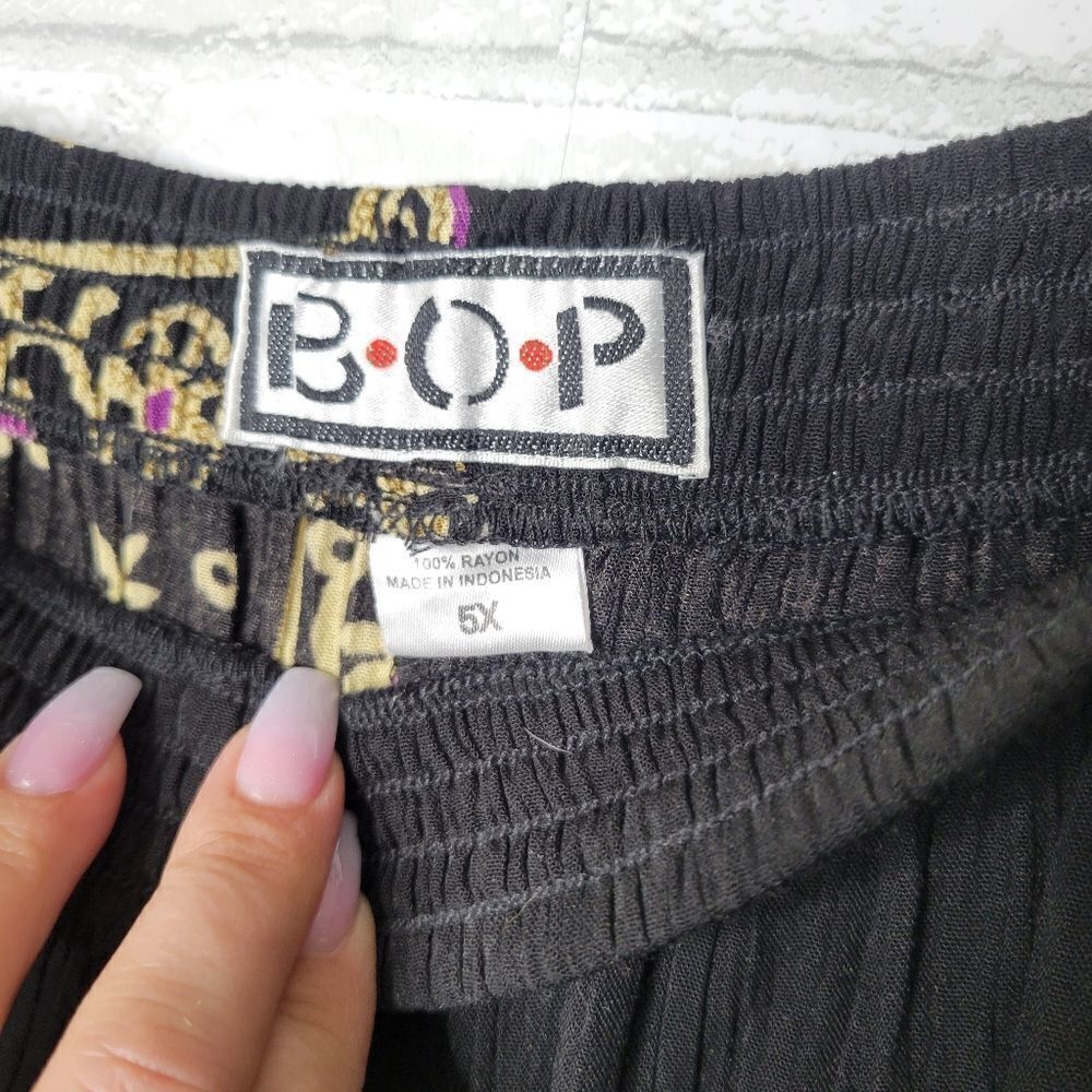 *SET* Bop Vintage Black Purple Floral Crepe Button Down Shirt And Pants - Picture 6 of 10